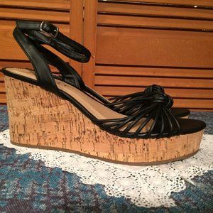 ESPRIT Vivianne Cork Sandal Black Women's Size 7.5 M